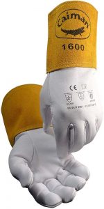 Caiman White Goatskin, Long Cuff, Welding Gloves